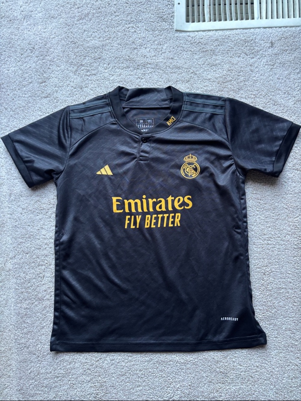 adidas Kids Black and Gold Real Madrid Jersey